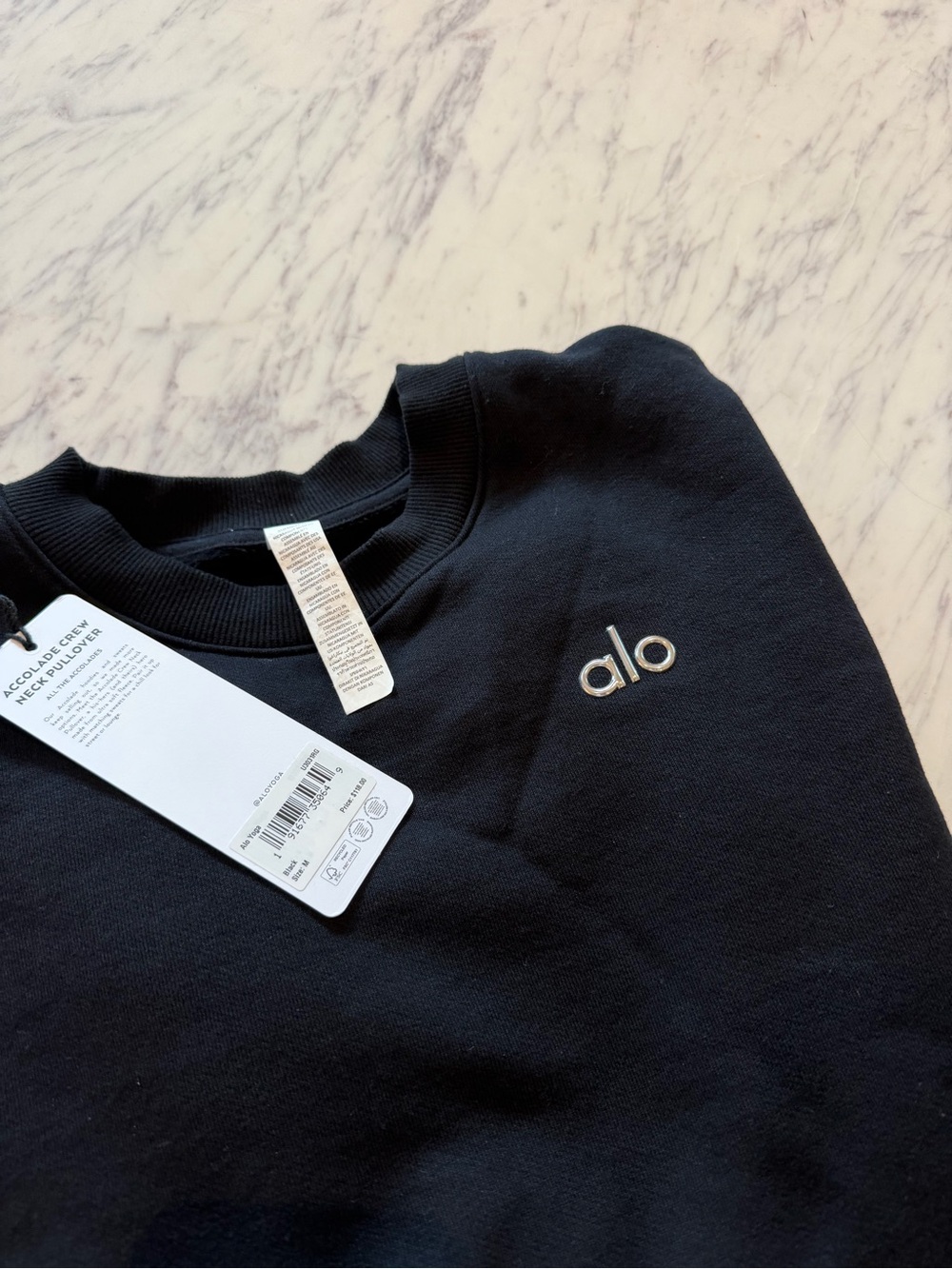 ALO Yoga Black Accolade Crew Neck Sweatshirt Pullover Medium - Picture 7 of 9
